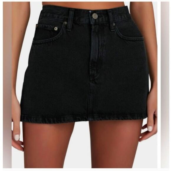 Agolde Ladies Black Button Fly Demin Skirt Size 23 - Picture 1 of 6
